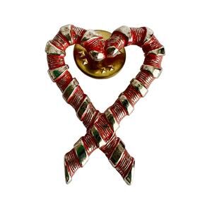 Vintage Candy Cane Heart Pin